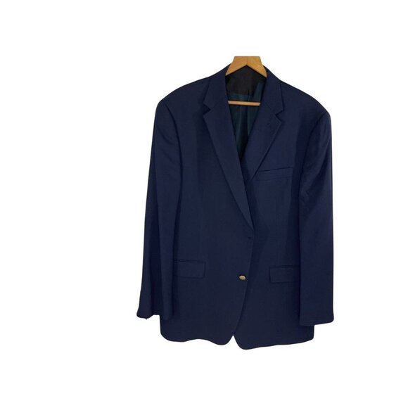 Hart Schaffner Marx Men's Blazer Blue Lined Notch Lapel Two Button Vented 46R - Picture 2 of 9